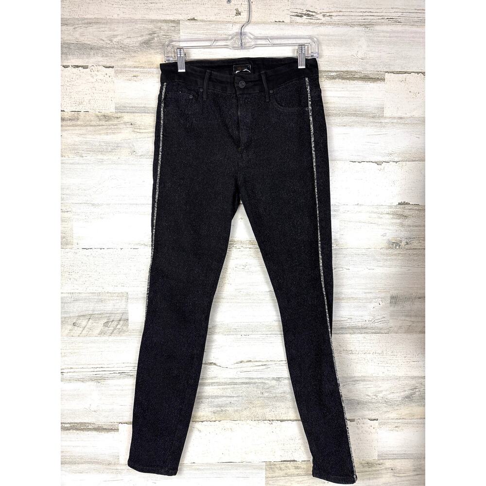 Mother Womens 28 Black High Waisted Looker Diamond in the Rough Skinny Jeans